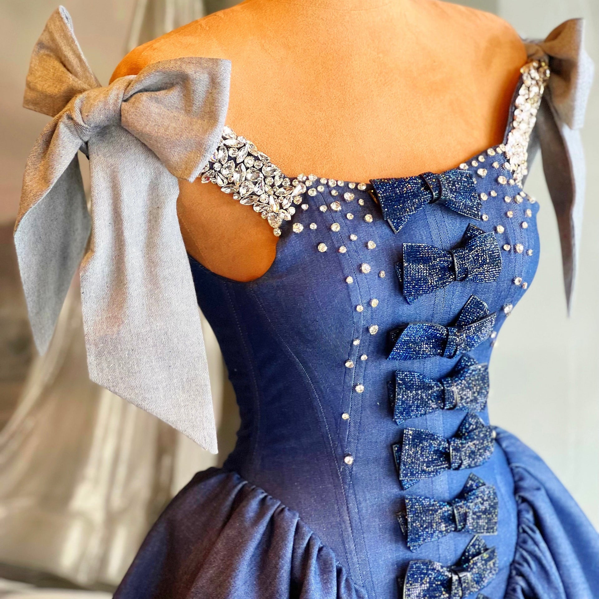 Denim Ribbon Dress Dona Matoshi Denim Ribbon Dress Dona Matoshi