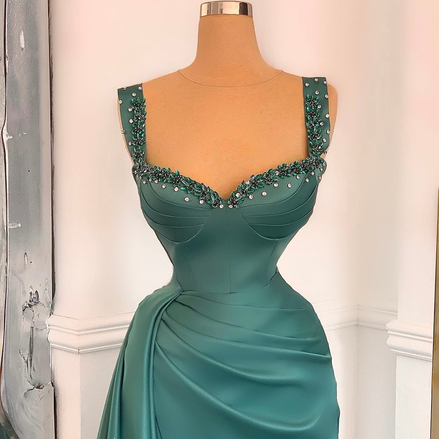 Olive Satin Gown