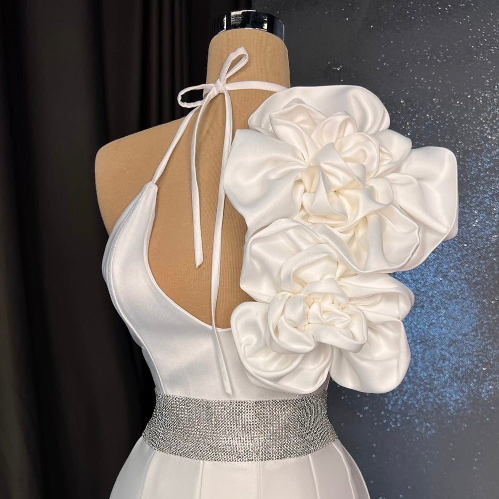 White Rose Pleated Dress