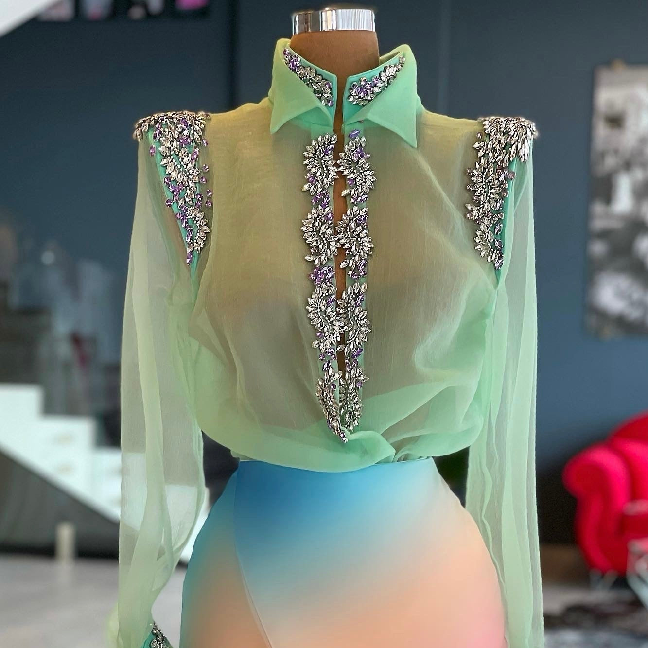 Ombre Skirt Mint Shirt – Dona Matoshi