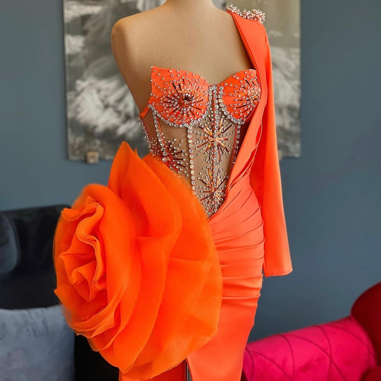 Orange Flower Crystals Corset