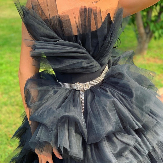 Ruffle Black Tulle