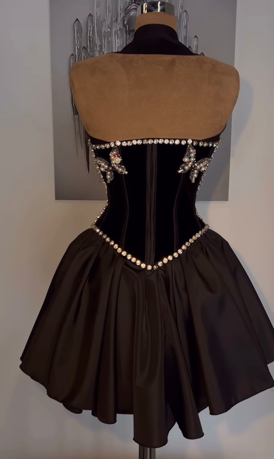Short Taffeta Dress & Embellished Corset