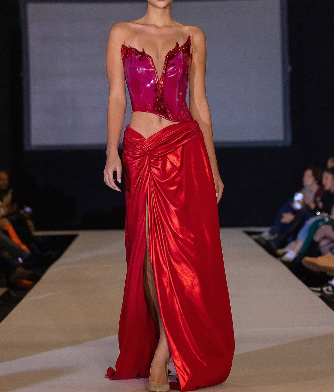 Red Silicone Corset & Skirt