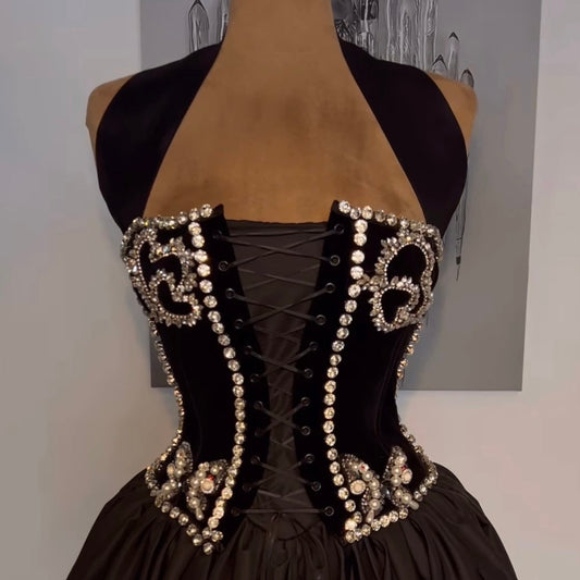 Short Taffeta Dress & Embellished Corset