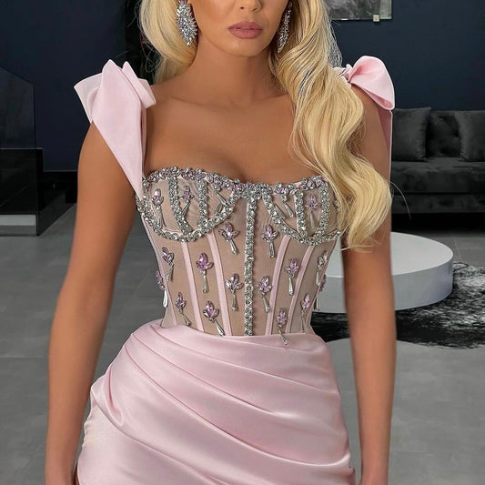 Baby Pink Crystal Corset Gown