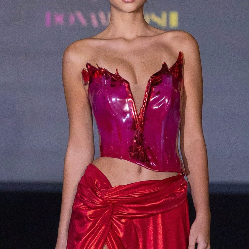 Red Silicone Corset & Skirt