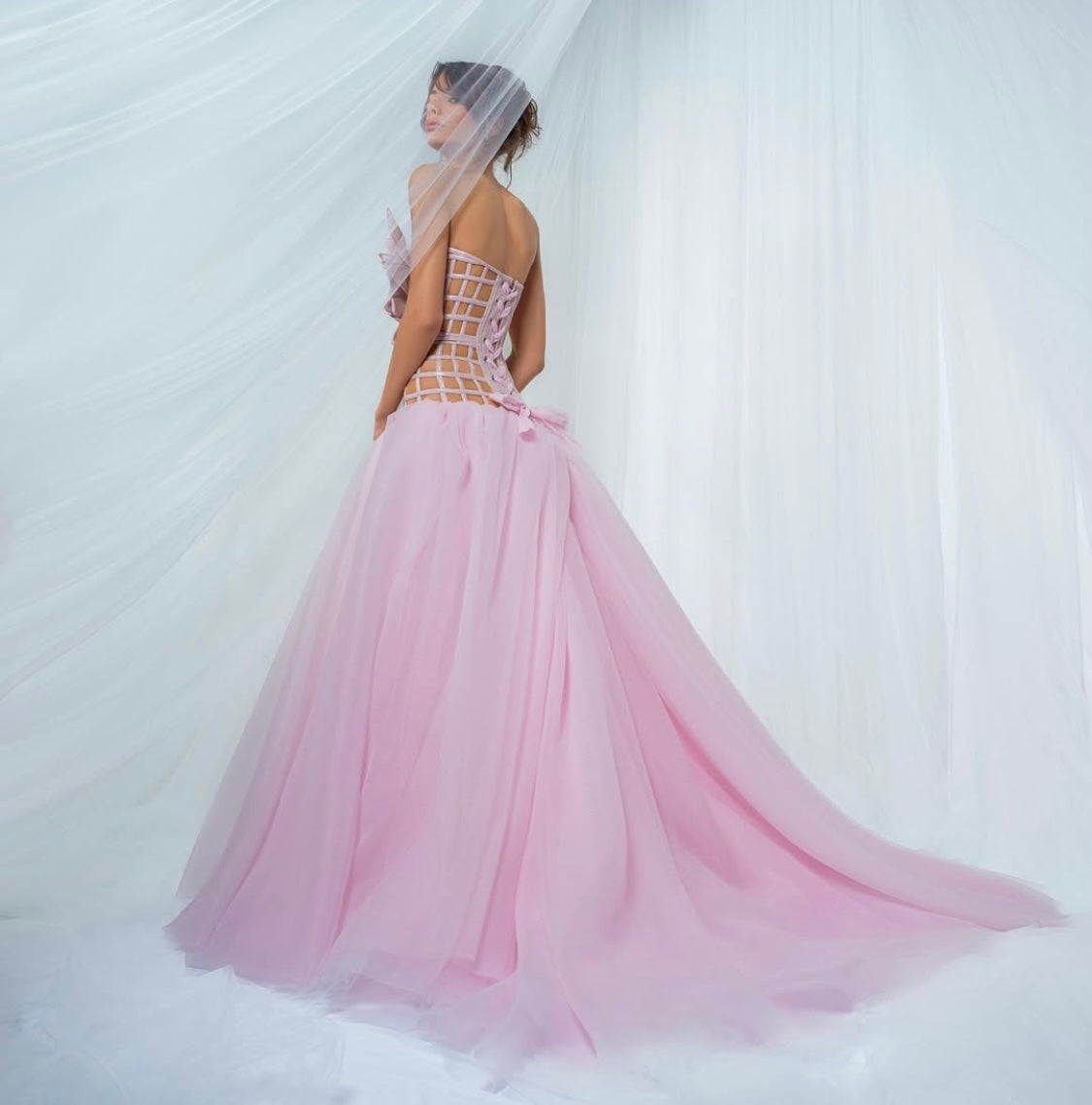Squared Corset Tulle Gown