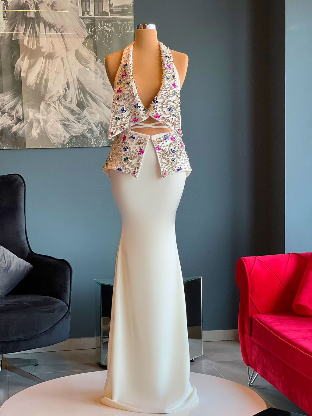 White Embellished DM Set