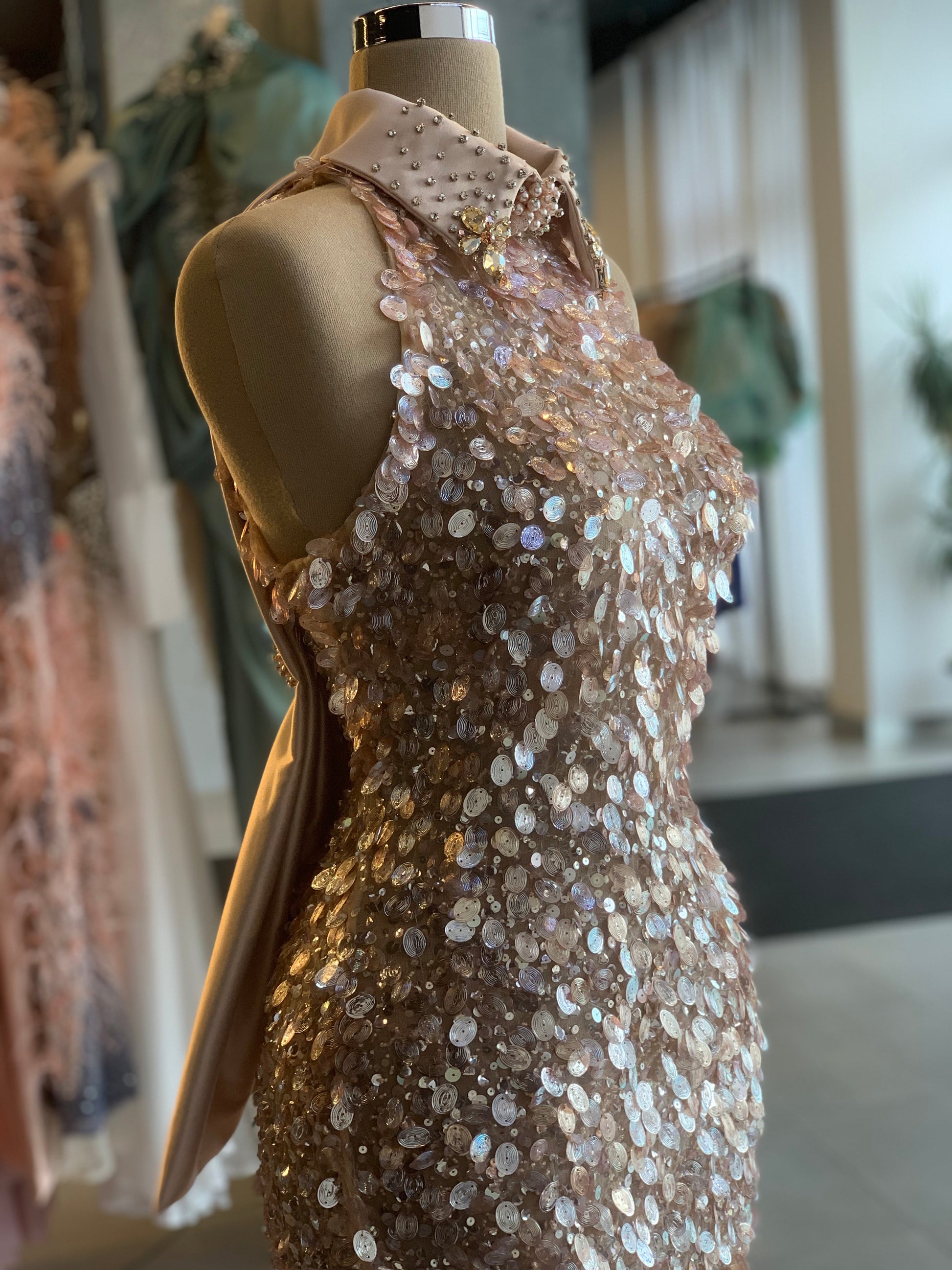 Sequin Open Back Dress