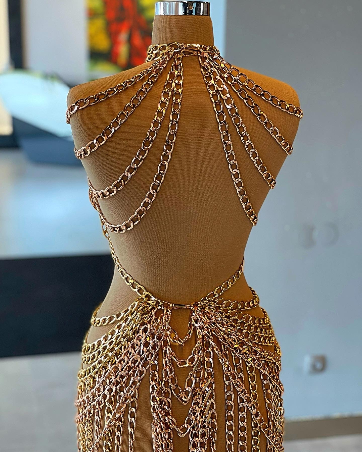 Gold Chain Dress Dona Matoshi Gold Chain Dress Dona Matoshi