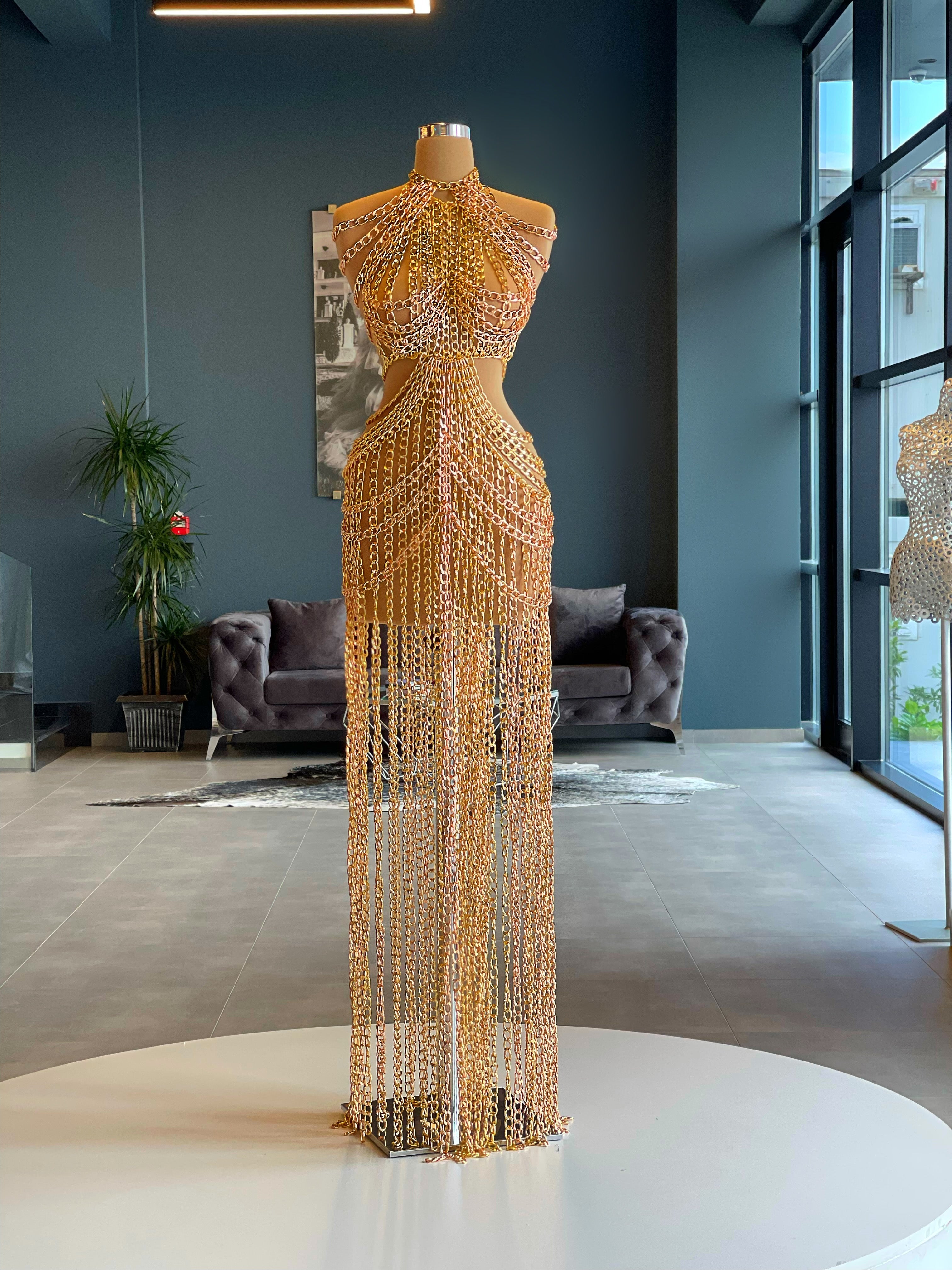 Gold Chain Dress Dona Matoshi Gold Chain Dress Dona Matoshi