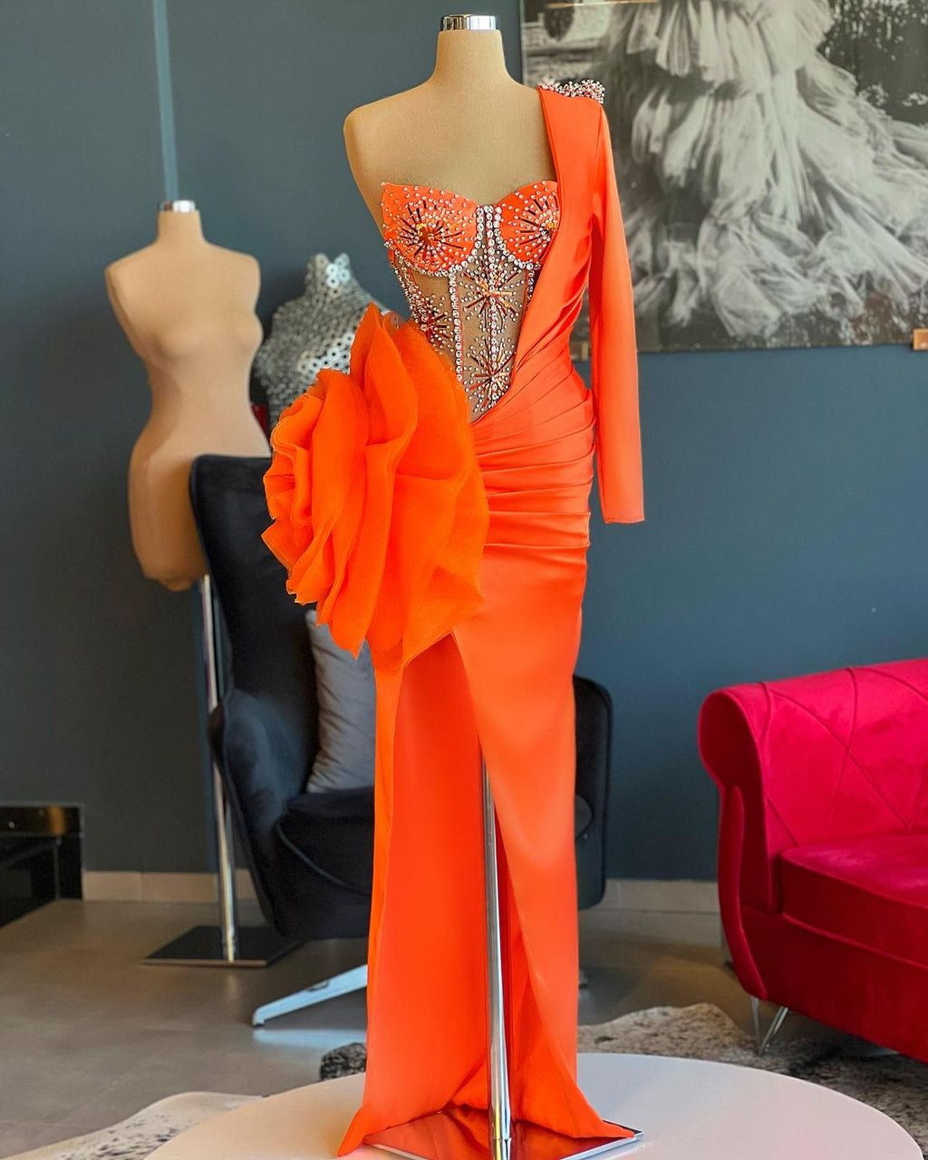 Orange Flower Crystals Corset