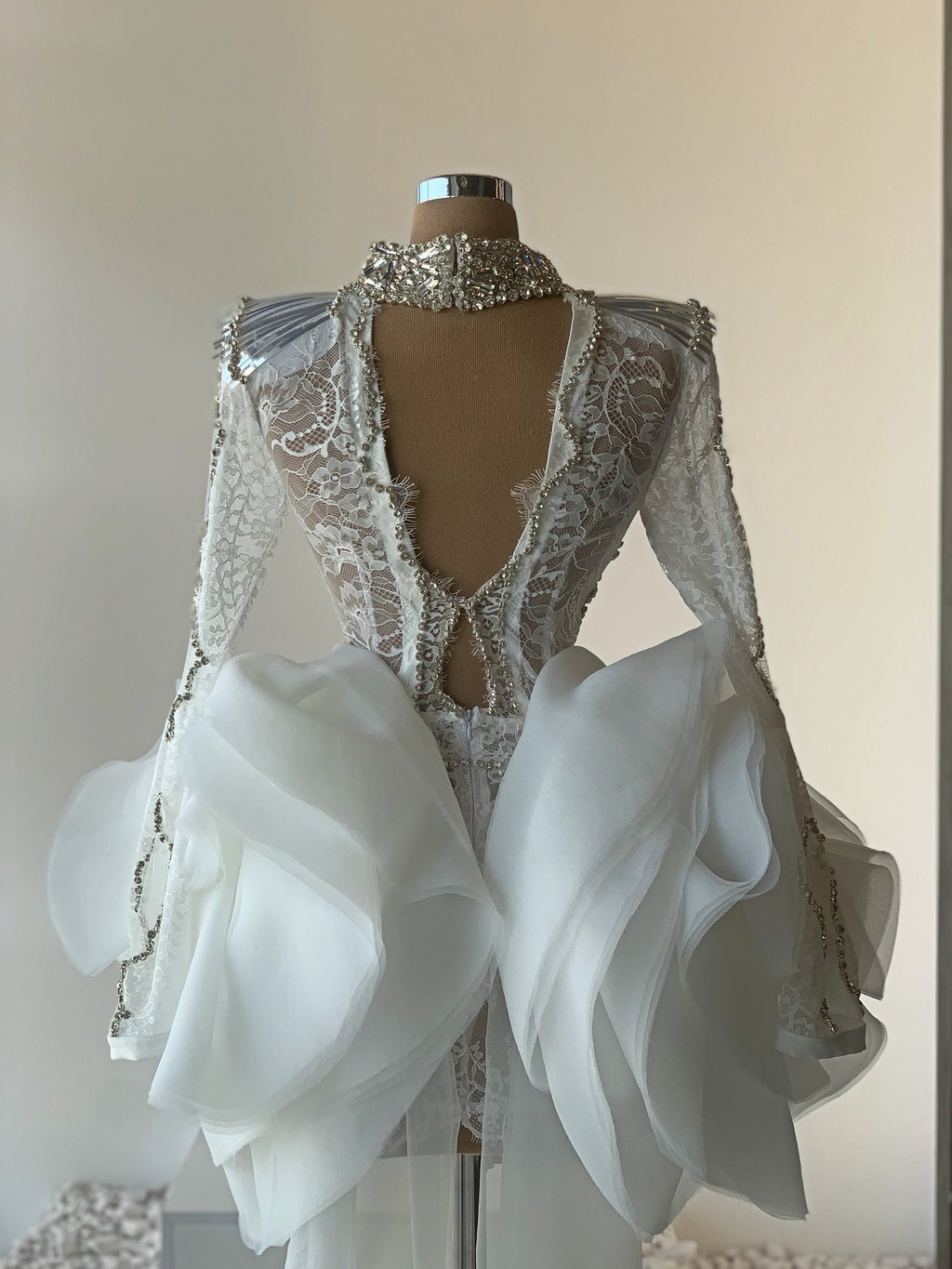 White Lace Embellished Dress