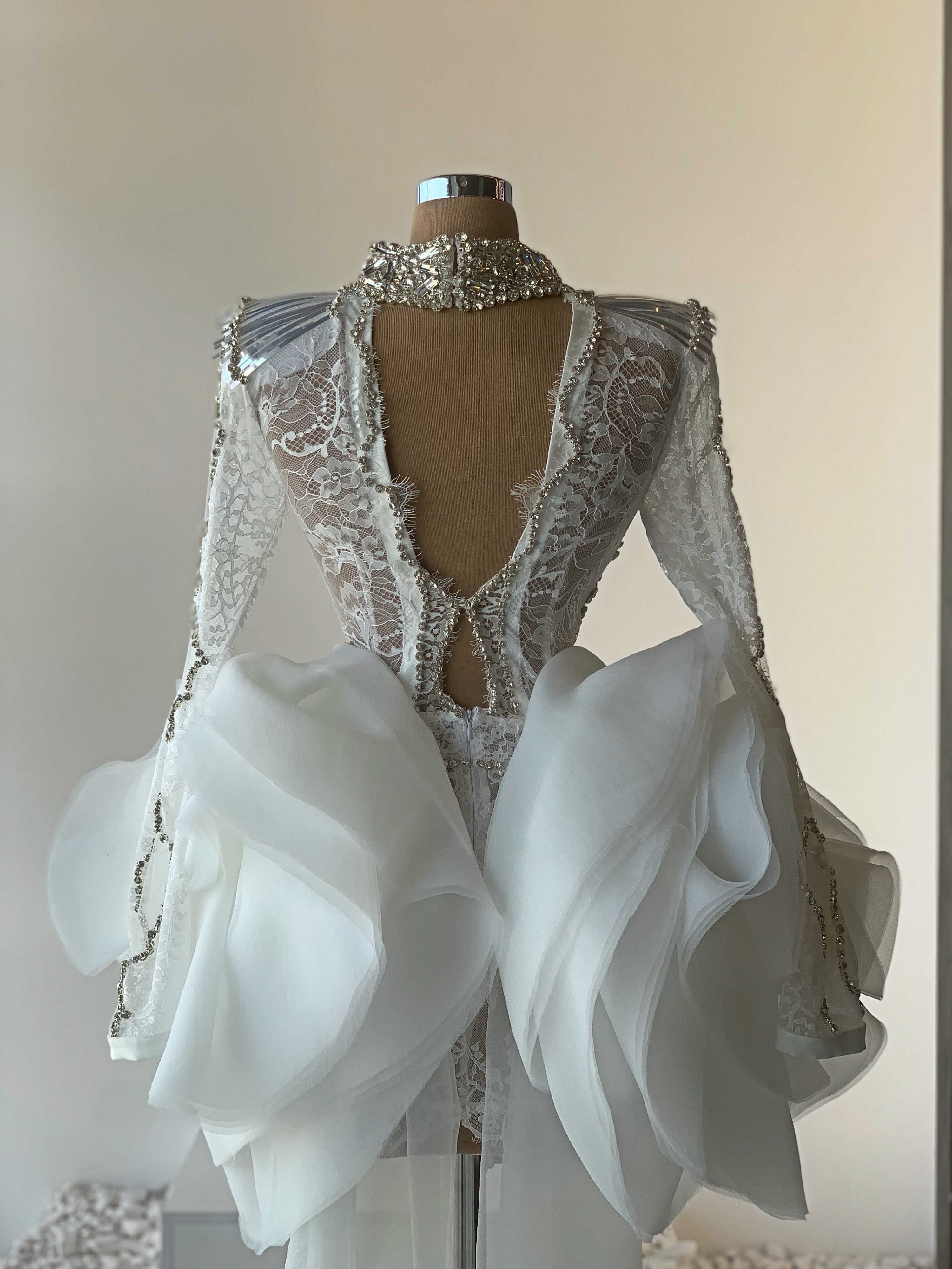 White Lace Embellished Dress