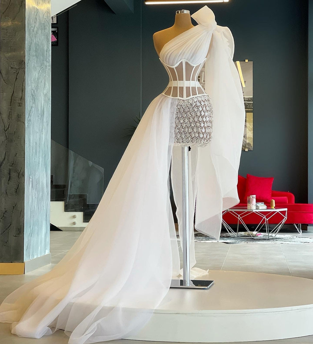 White Corset Dress Sequin Hand Made