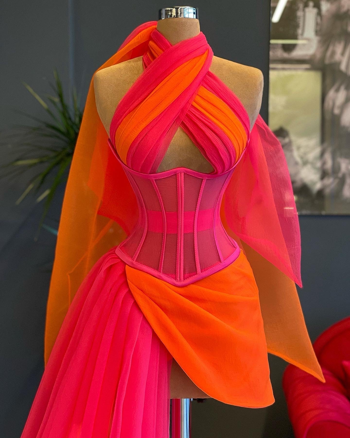 Pink & Orange Organza