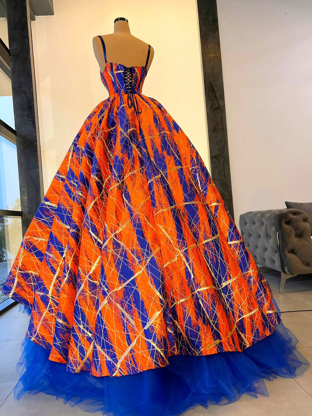 Painting Brocade Ball Gown