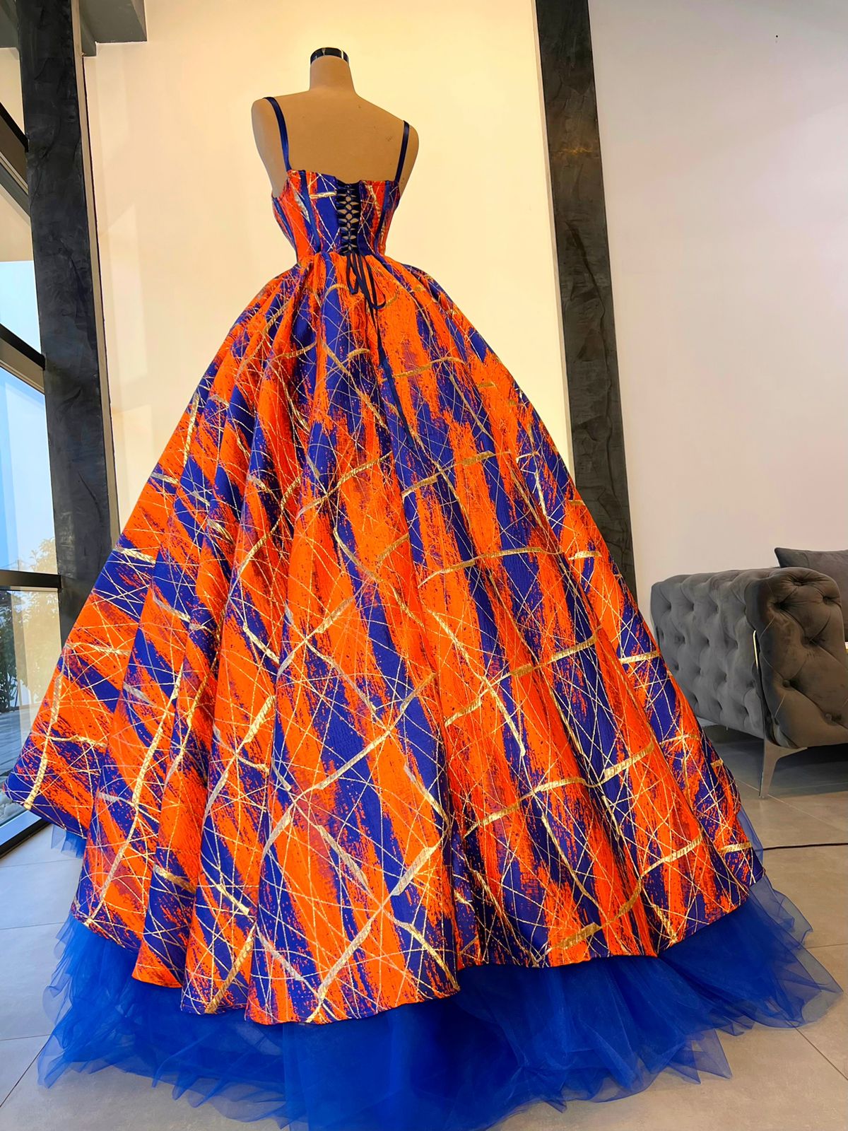 Painting Brocade Ball Gown