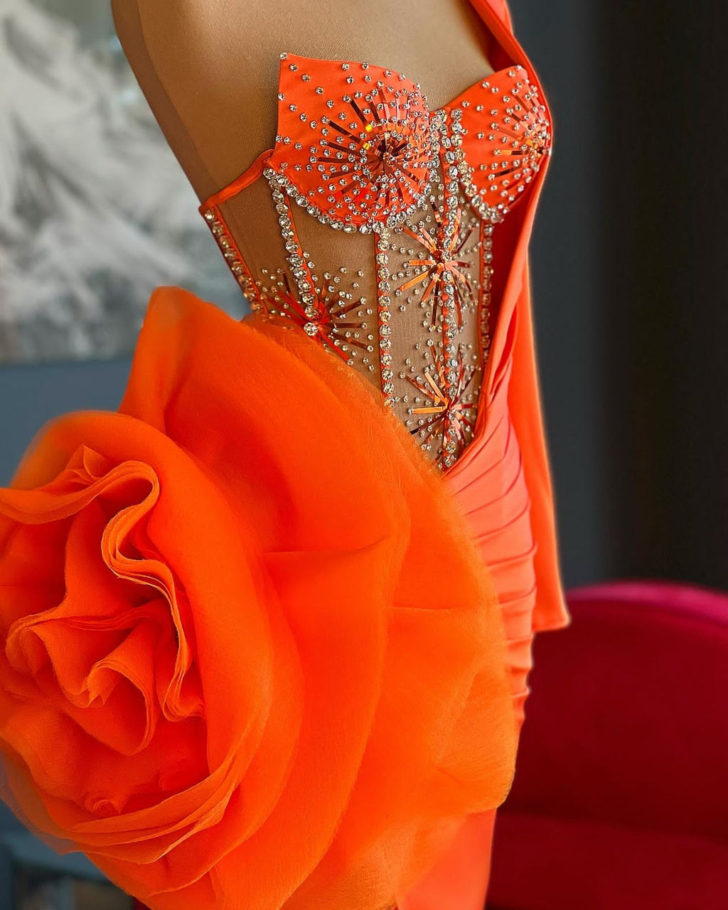 Orange Flower Crystals Corset