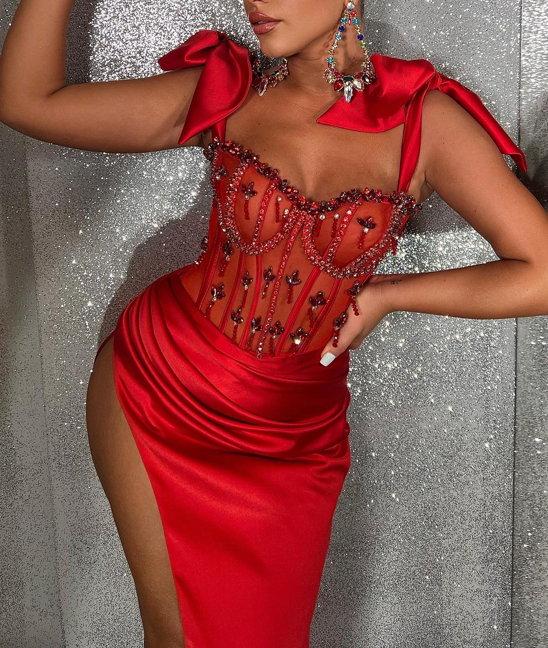 Red Crystals Corset Dress