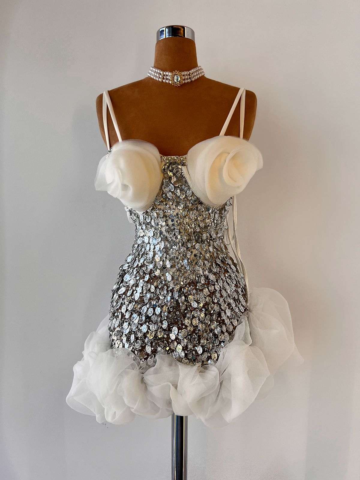 Silver Sequin Roses Dress