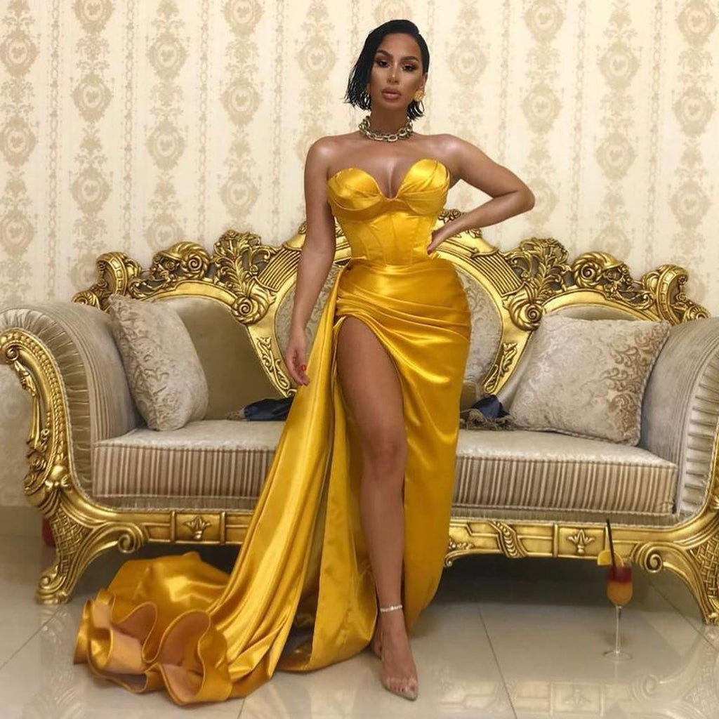 golden traditional dress Black Velvet Evening Dress with Golden Accents main image 1