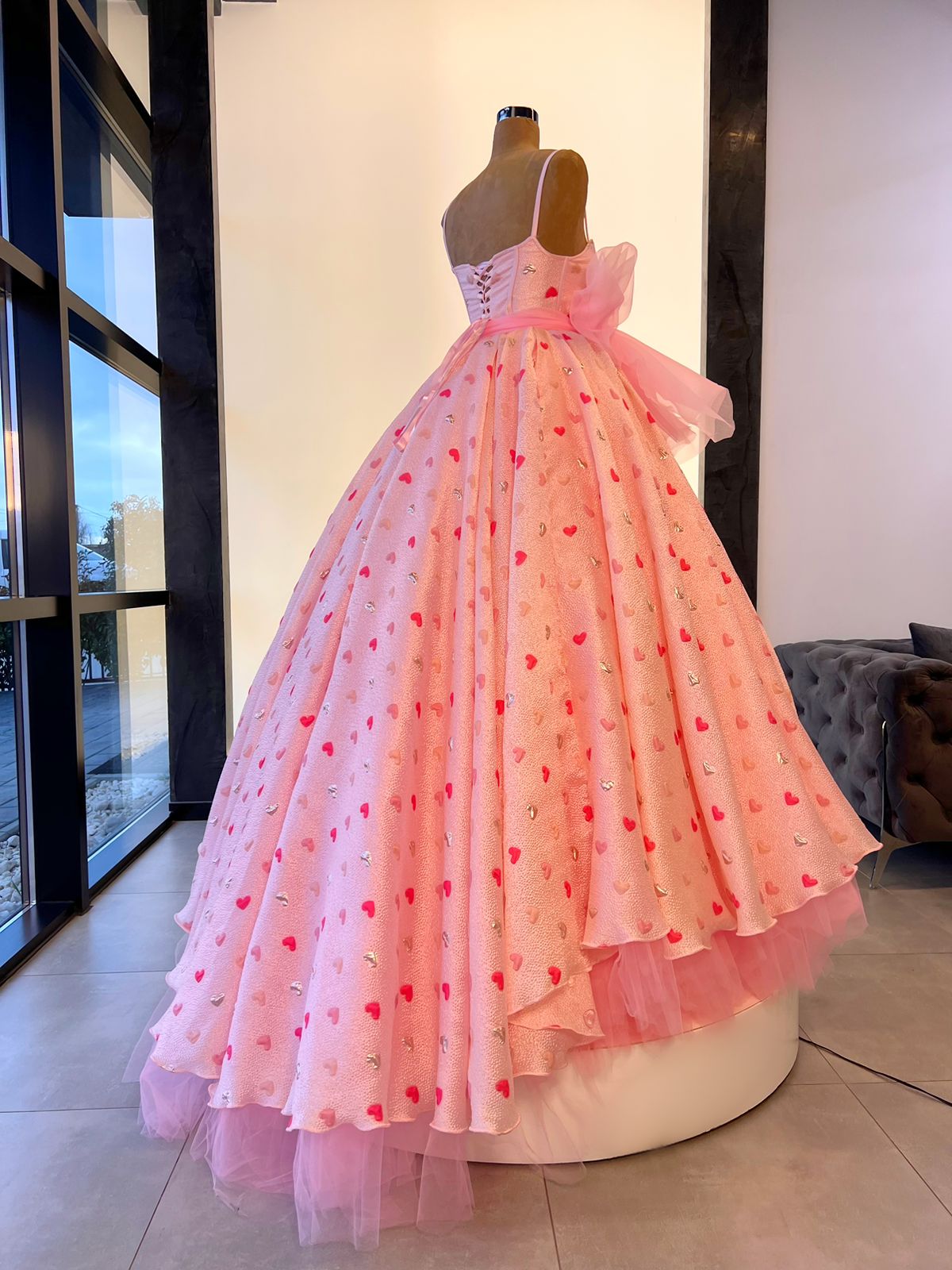 Pink Hearts Ball Gown Dona Matoshi Pink Hearts Ball Gown Dona Matoshi