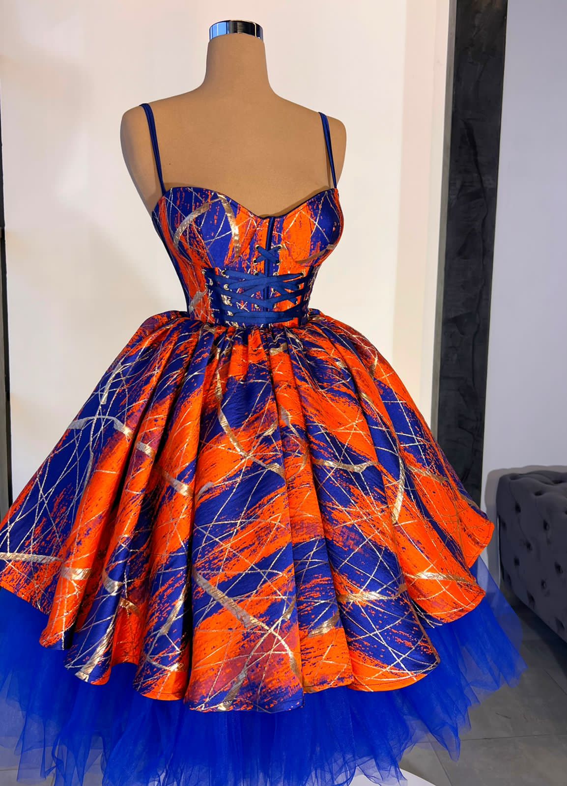 Short Painting Brocade Dress