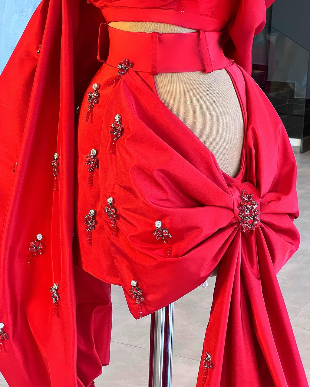 Red Crystal Bow Set