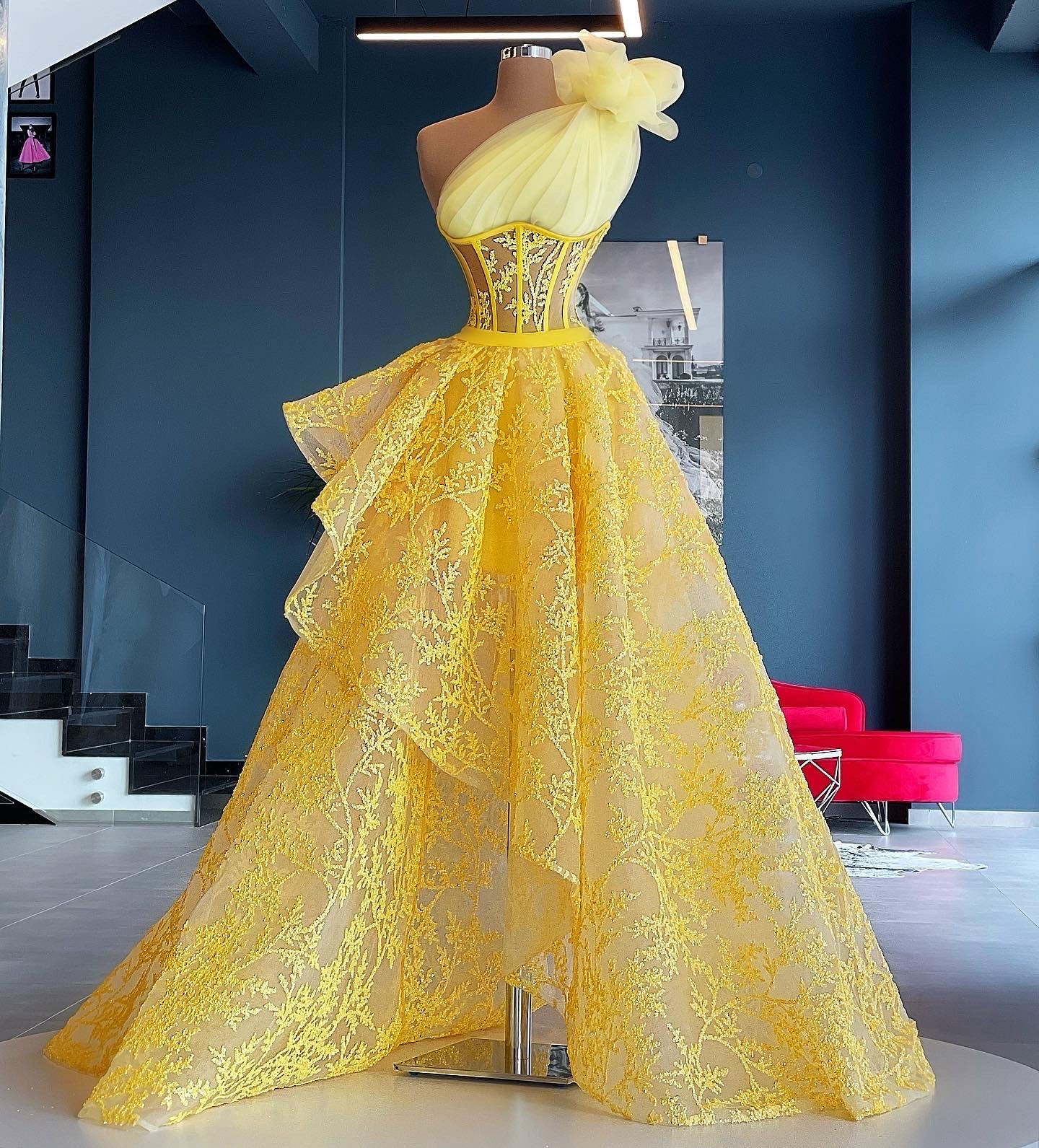 Lemon Yellow Corset Gown