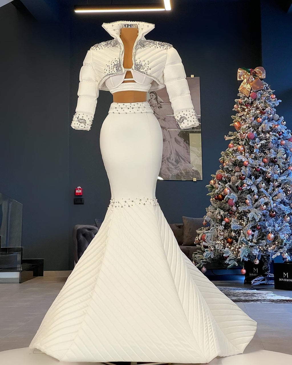 Cropped Puffer Jacket & Mermaid Long Skirt