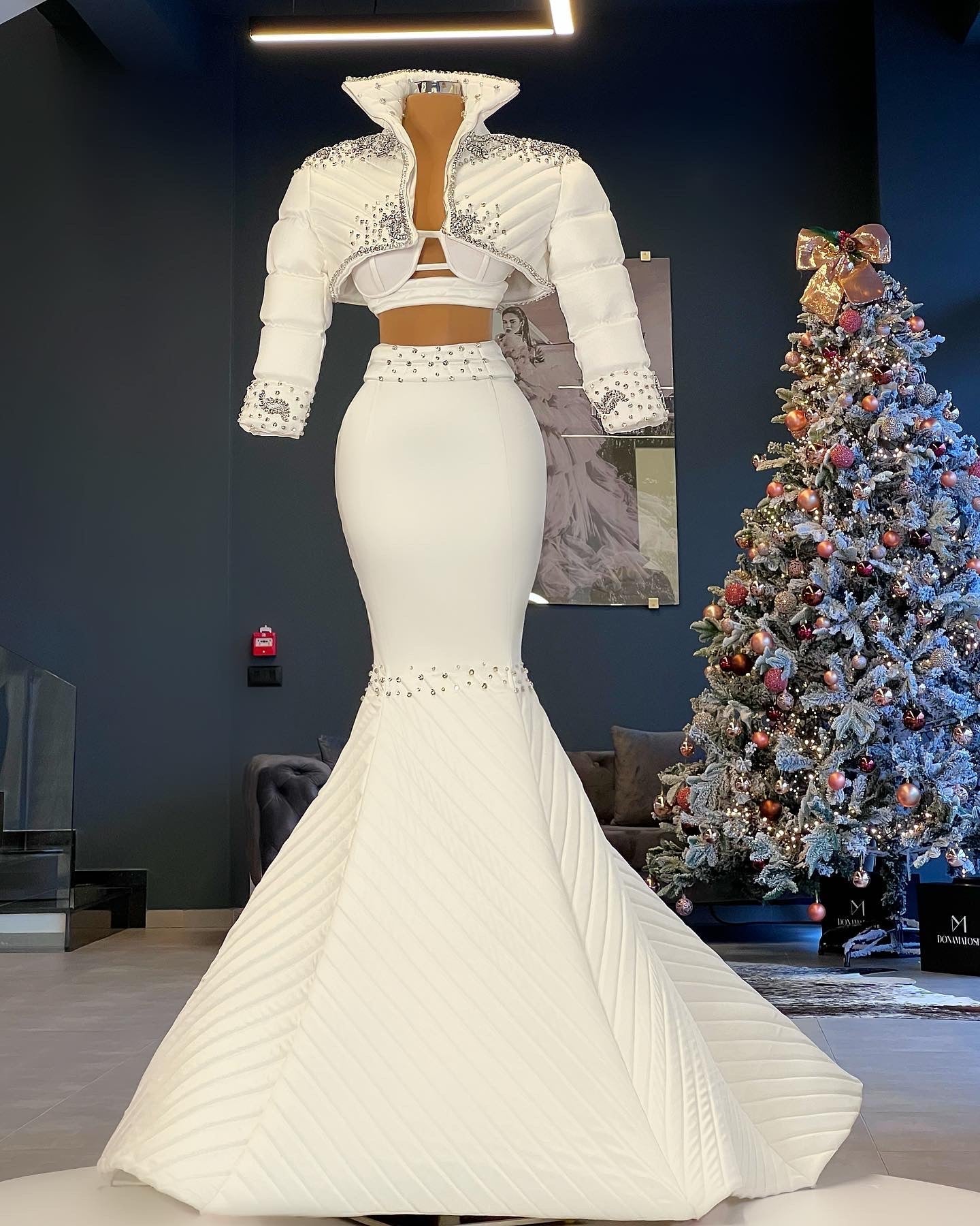 Cropped Puffer Jacket & Mermaid Long Skirt