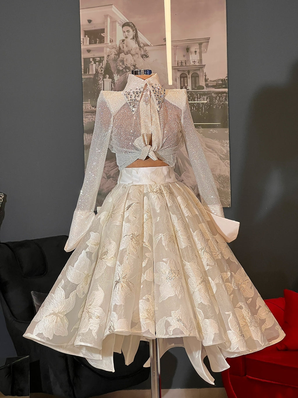 White Brocade & Glitter Set