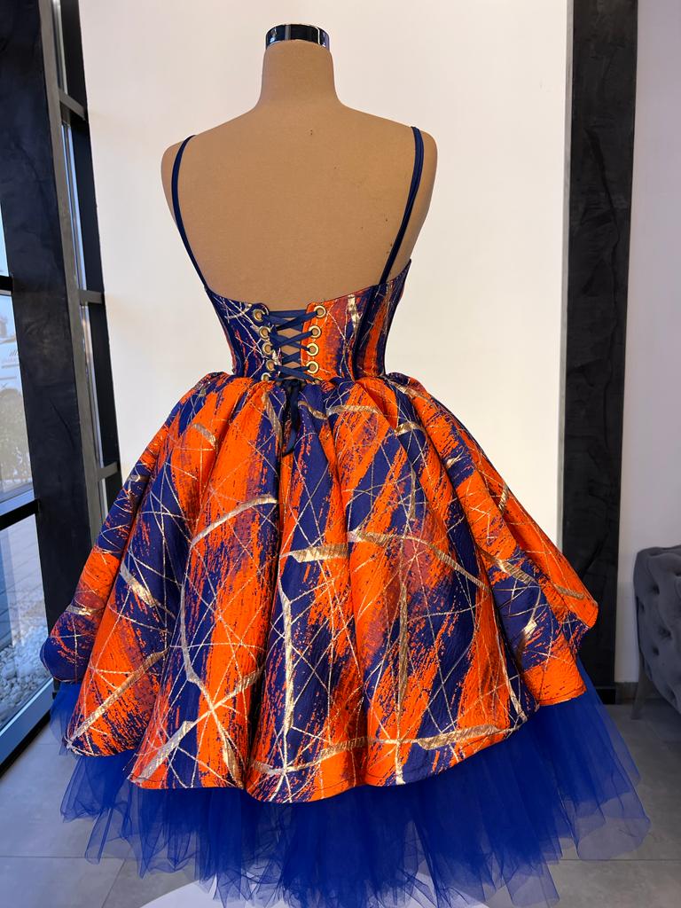 Short Painting Brocade Dress