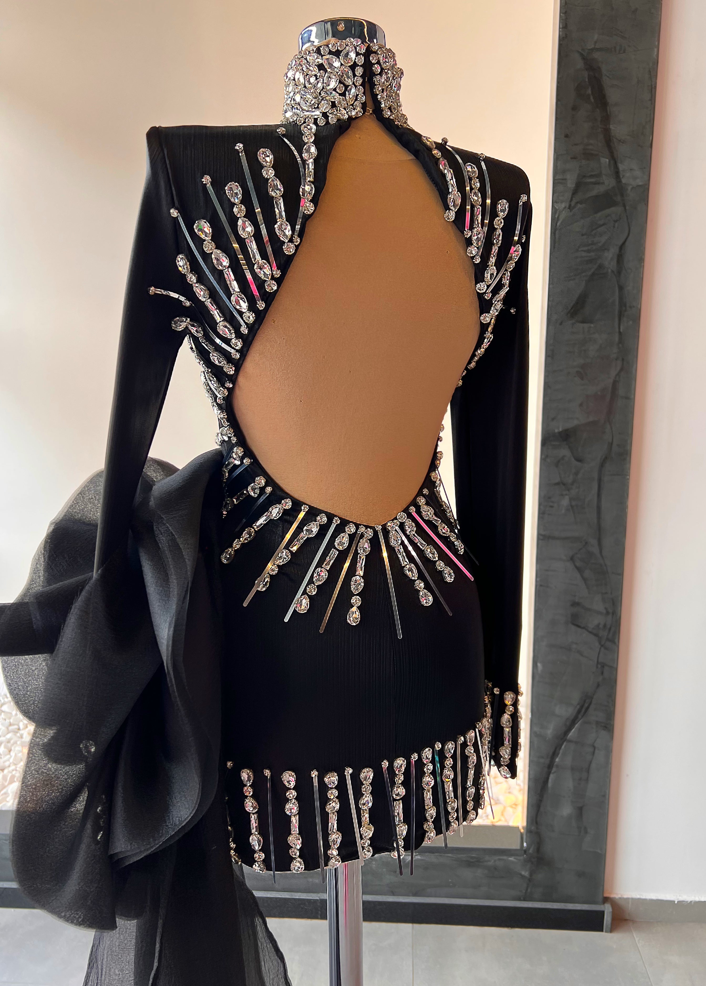 Black 3D Flower Dress