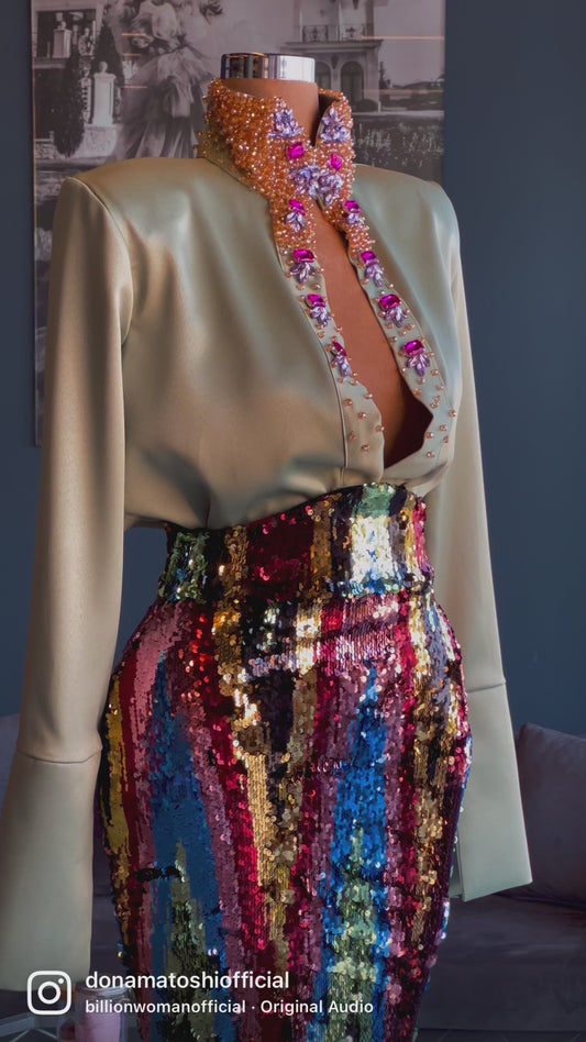 Sequin Colorful Skirt & Shirt
