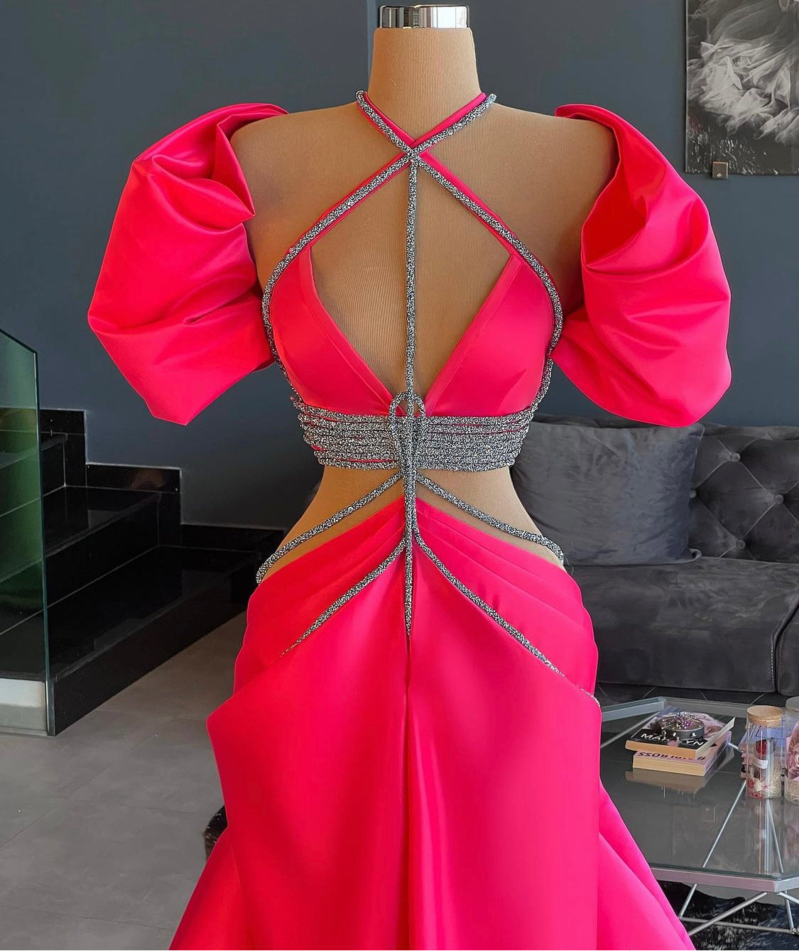 Pink Gown Glitter Details