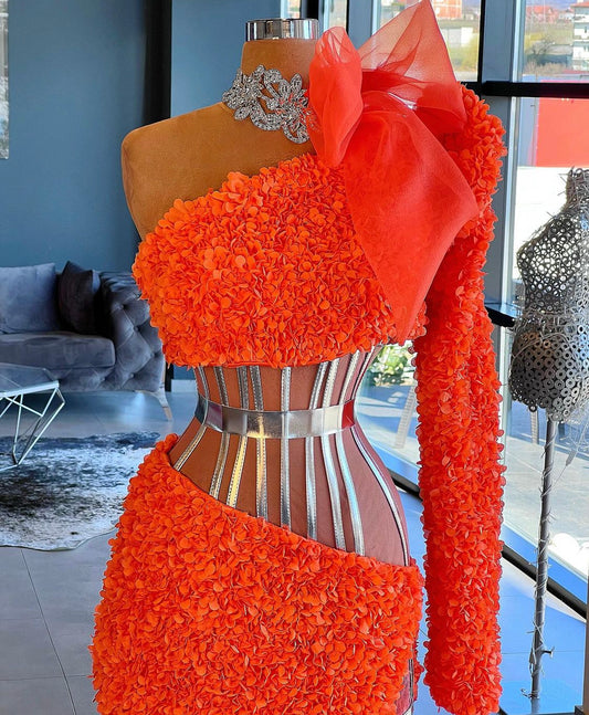 Orange Bloom & Silver Details
