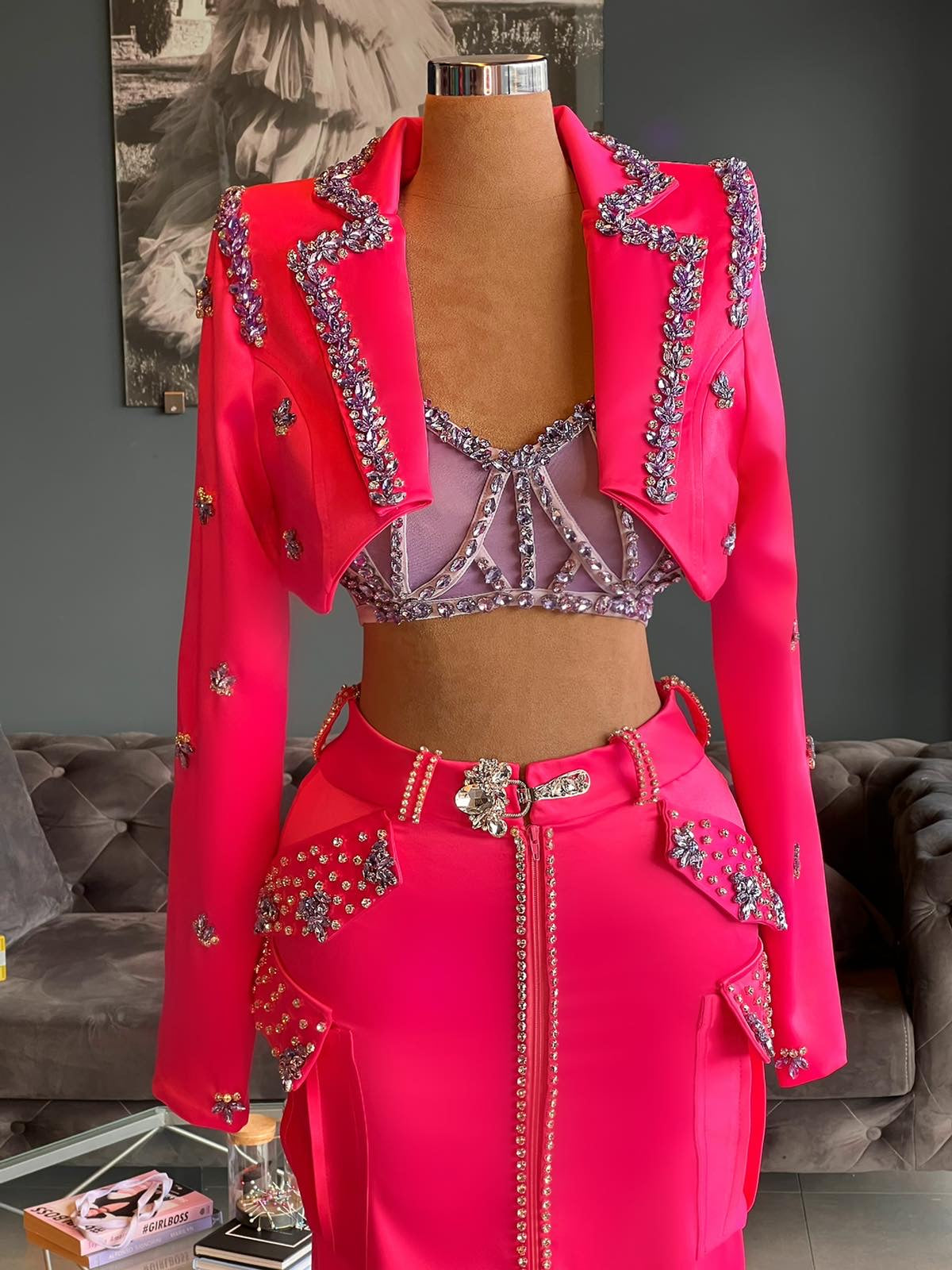 Hot Pink Cargo Skirt & Short Blazer