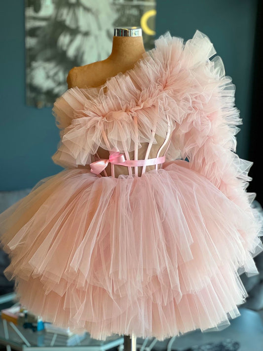 Powder Pink Ballerina Short Dress