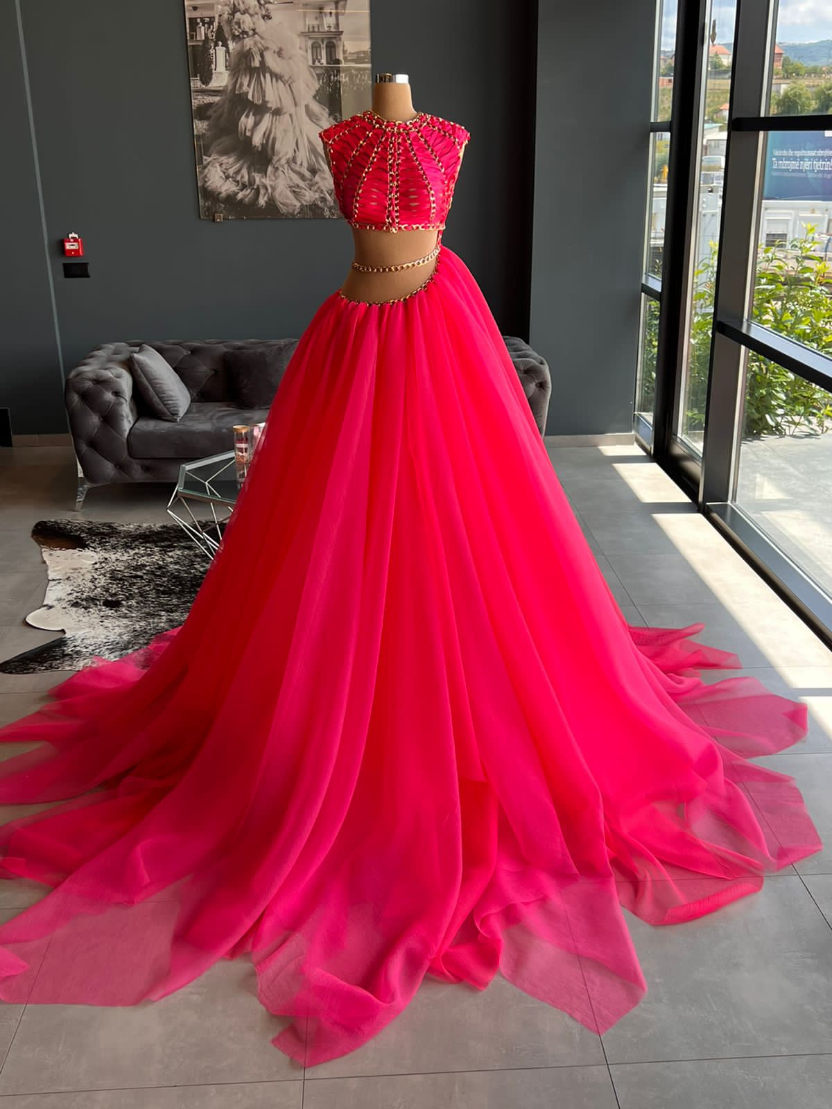 Hot Pink Ribbons & Chains Gown