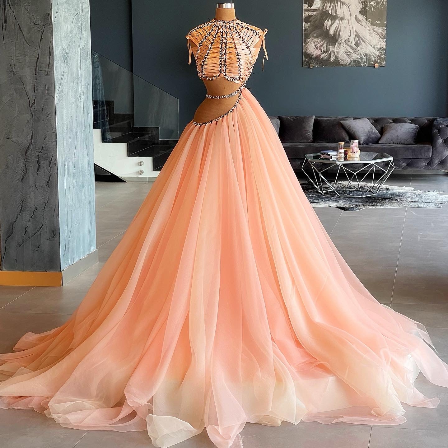 Splash Peach Prom Dresses