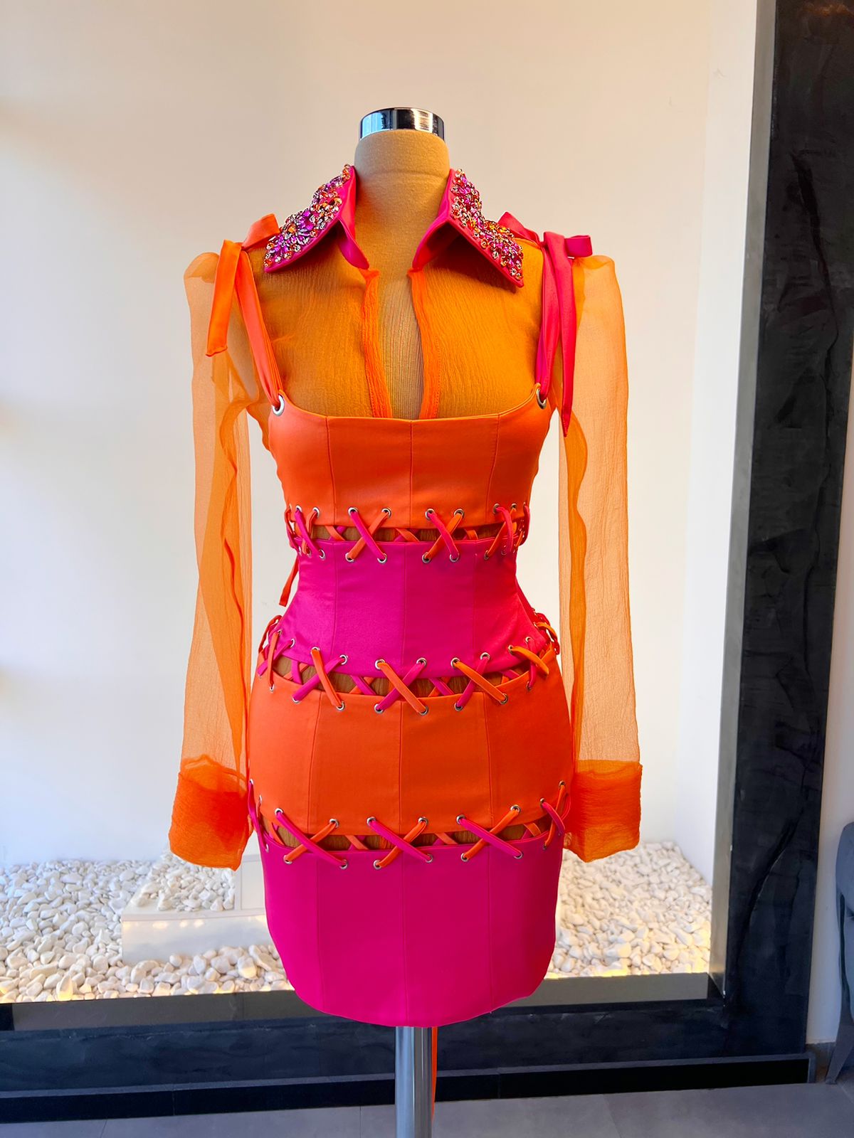 Orange & Pink Pieces Dress
