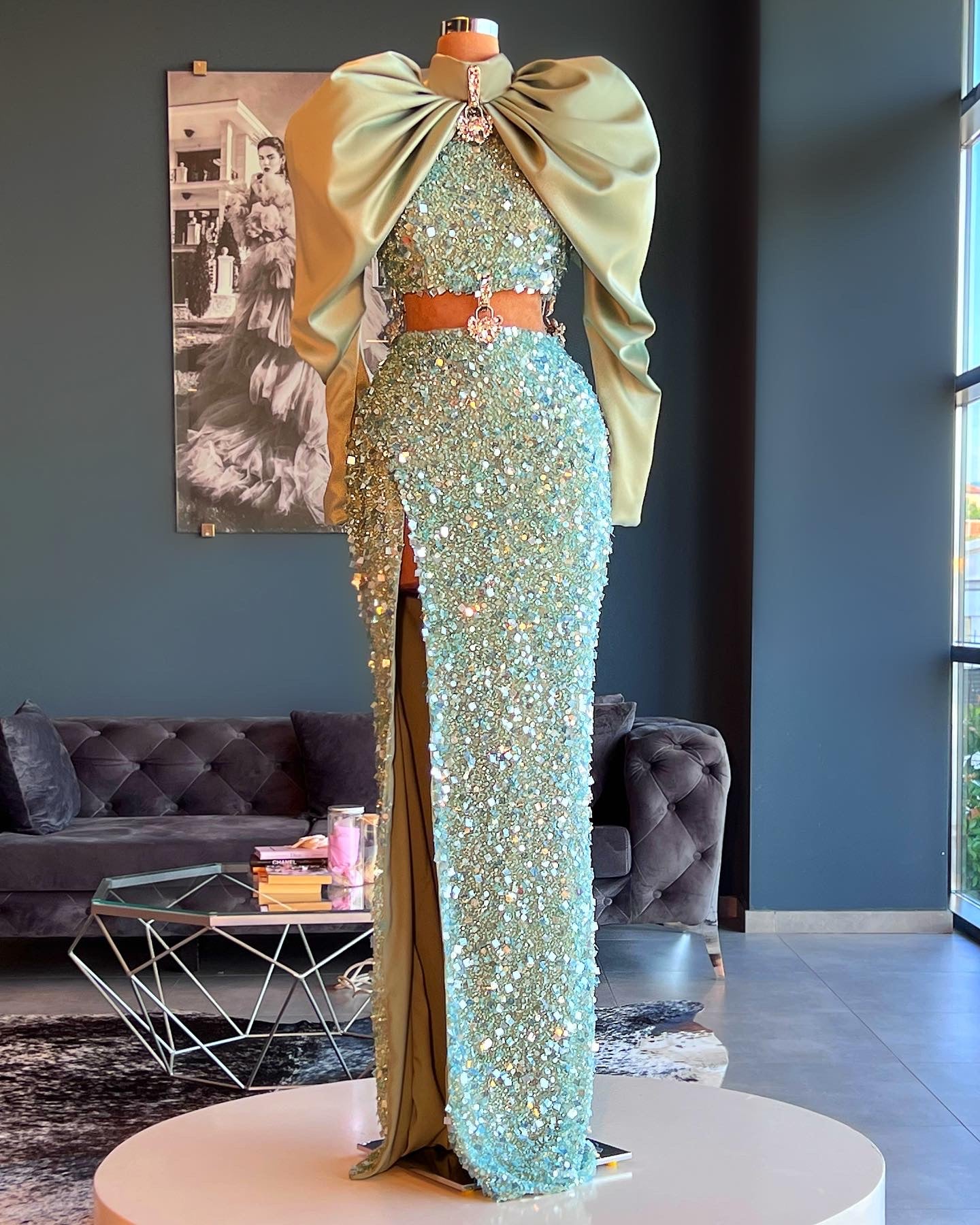 Olive Sequin Gown
