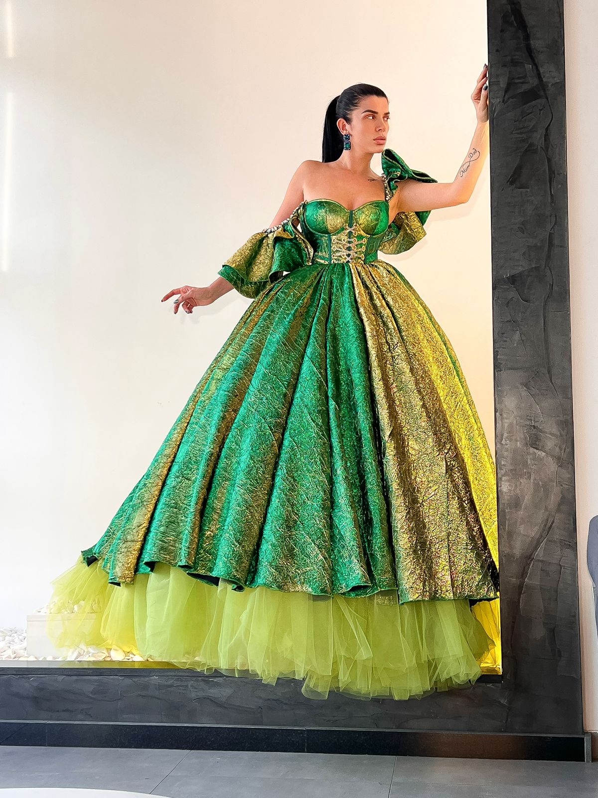 Emerald Holographic Ball Gown