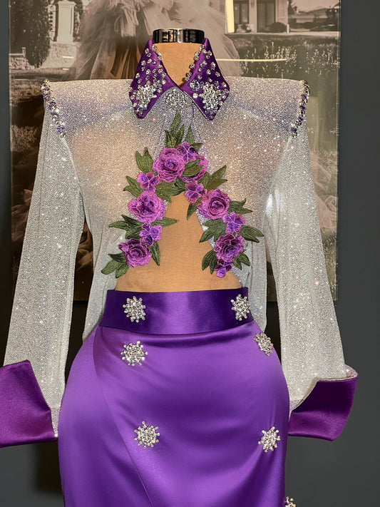 Purple Floral Glittery Set