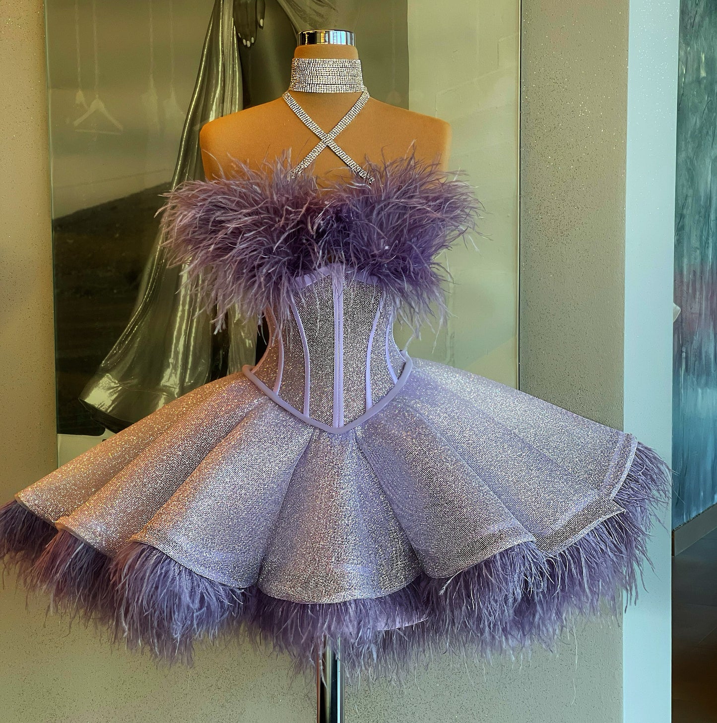 Glitter Lilac Corset Short Dress