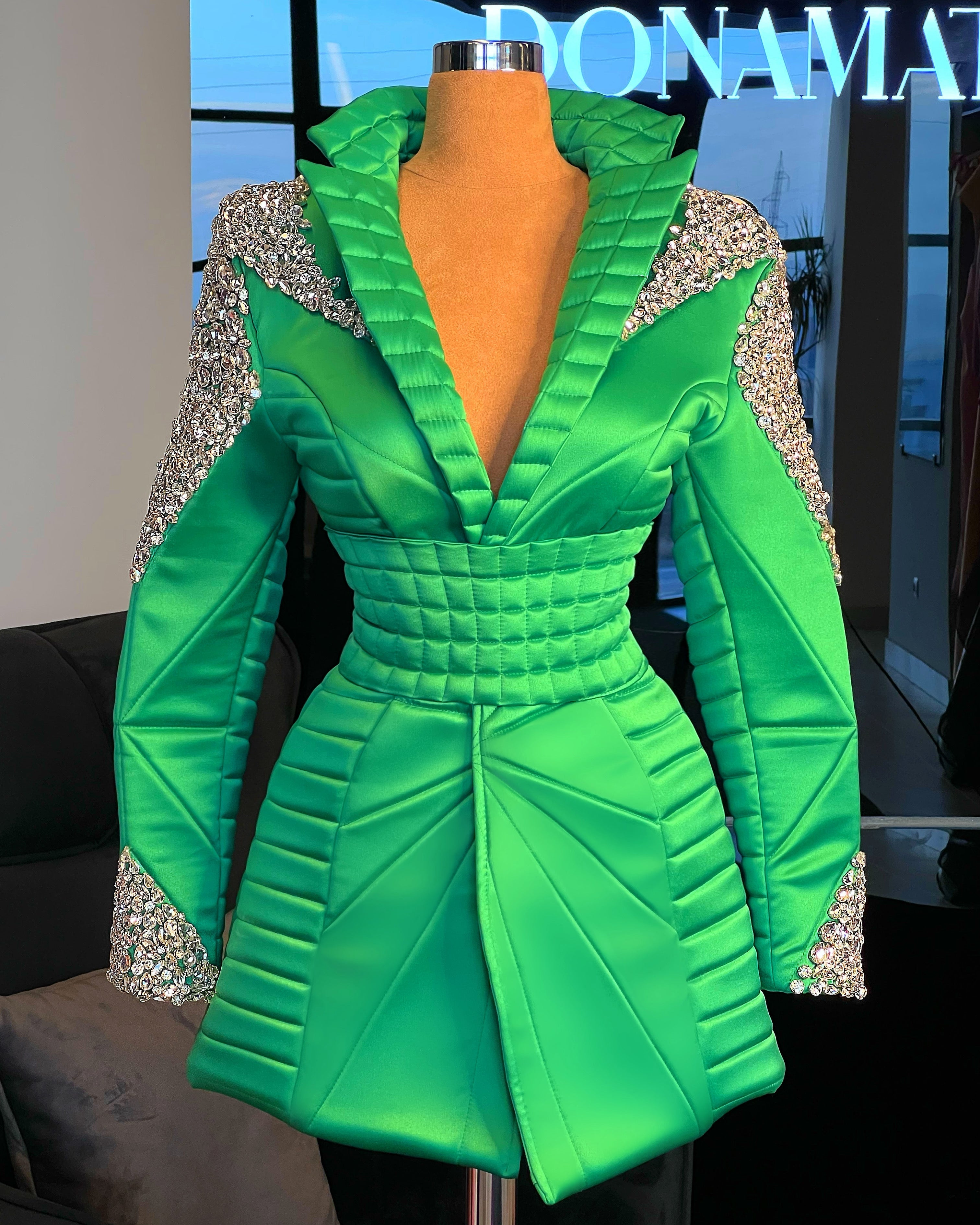 Green Sophisticated Blazer Dress – Dona Matoshi
