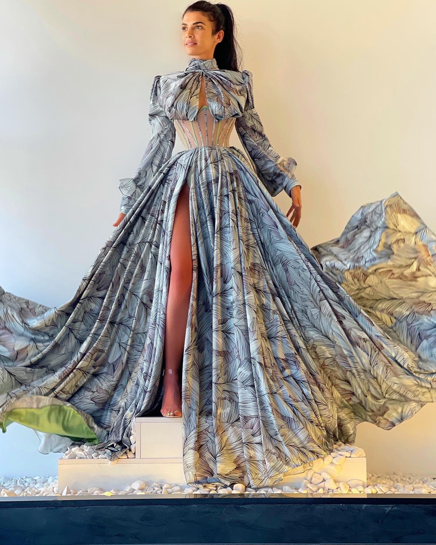 Printed Silk Corset Dress